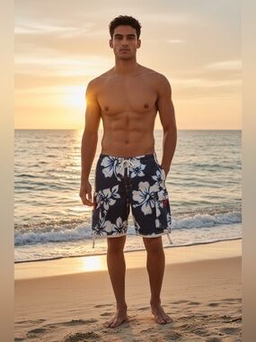 Classic Vintage Abercrombie & Fitch Tropical Swim Trunks